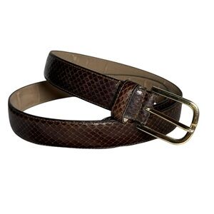 Snake Skin Textured Brown Men's Thin Belt Size 34